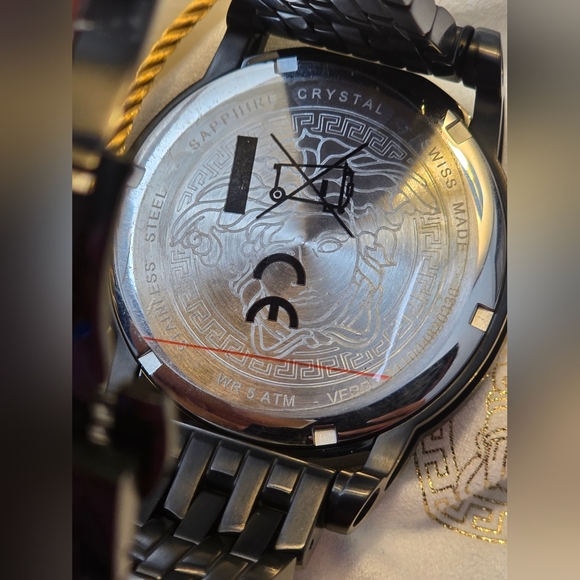 Versace Palazzo Empire Black Dial Two Tone Steel Strap Watch for Men's - Picture 11 of 17